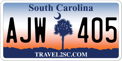 SC license plate AJW405