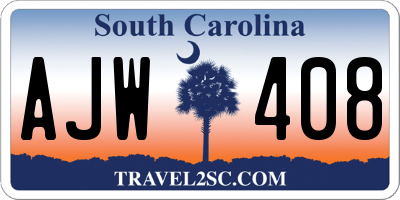 SC license plate AJW408