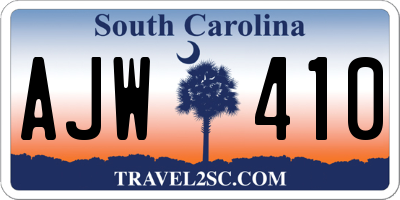 SC license plate AJW410