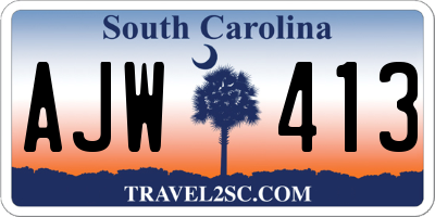 SC license plate AJW413