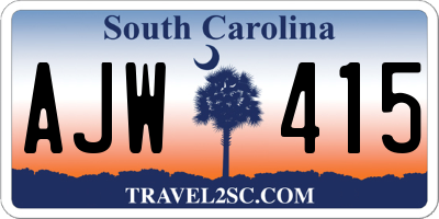 SC license plate AJW415