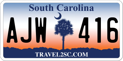 SC license plate AJW416