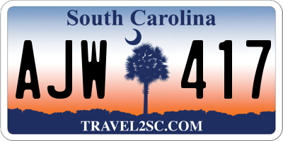 SC license plate AJW417
