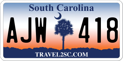 SC license plate AJW418