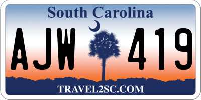 SC license plate AJW419