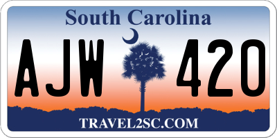 SC license plate AJW420
