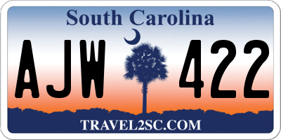 SC license plate AJW422