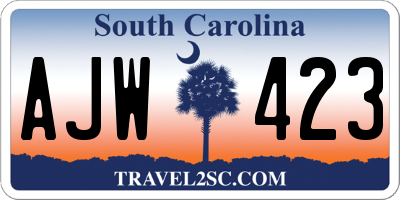 SC license plate AJW423