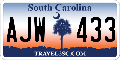 SC license plate AJW433