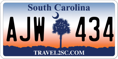 SC license plate AJW434