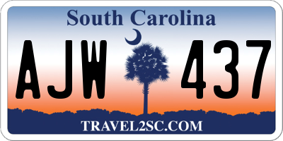 SC license plate AJW437