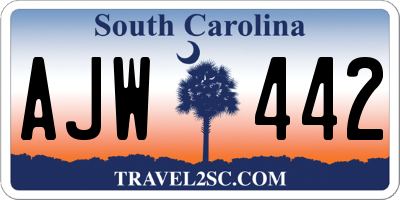 SC license plate AJW442