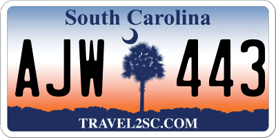 SC license plate AJW443
