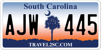 SC license plate AJW445