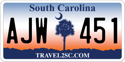 SC license plate AJW451