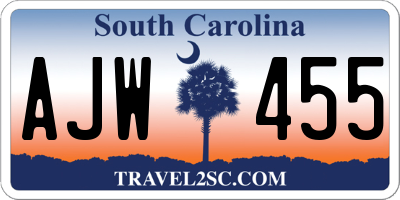 SC license plate AJW455