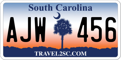 SC license plate AJW456