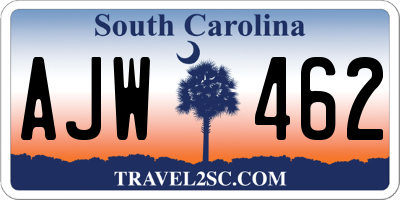 SC license plate AJW462