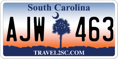 SC license plate AJW463