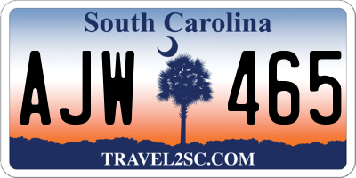 SC license plate AJW465