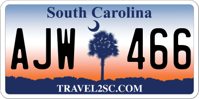 SC license plate AJW466