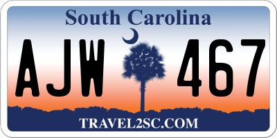 SC license plate AJW467