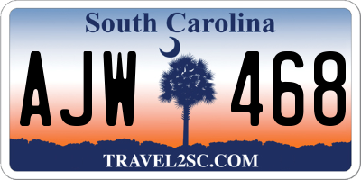 SC license plate AJW468