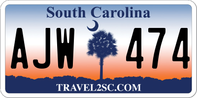 SC license plate AJW474