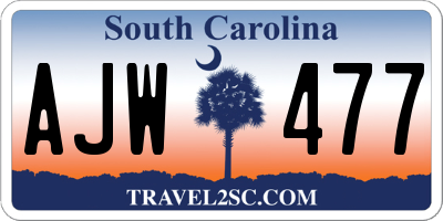 SC license plate AJW477