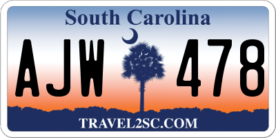 SC license plate AJW478