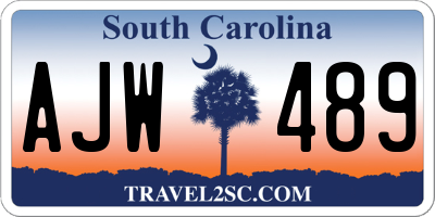 SC license plate AJW489