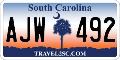 SC license plate AJW492