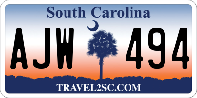 SC license plate AJW494