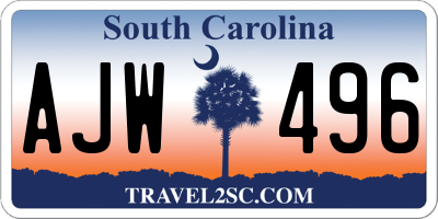 SC license plate AJW496