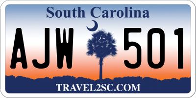 SC license plate AJW501