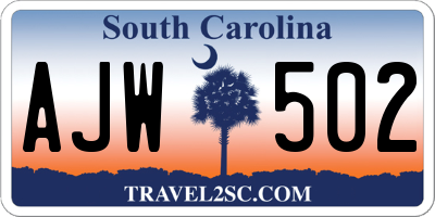 SC license plate AJW502