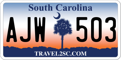 SC license plate AJW503