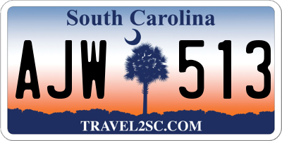 SC license plate AJW513