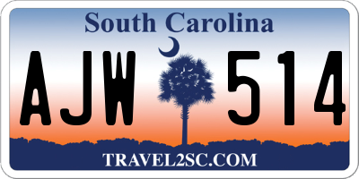 SC license plate AJW514