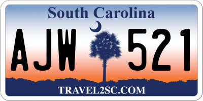SC license plate AJW521