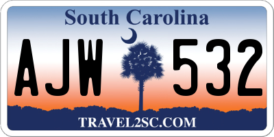 SC license plate AJW532