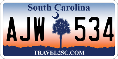 SC license plate AJW534
