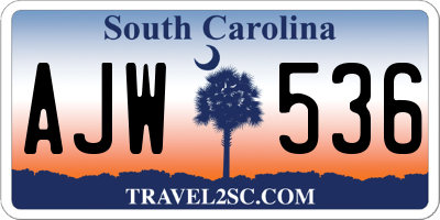 SC license plate AJW536
