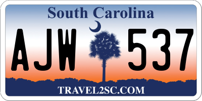 SC license plate AJW537