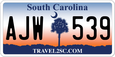 SC license plate AJW539