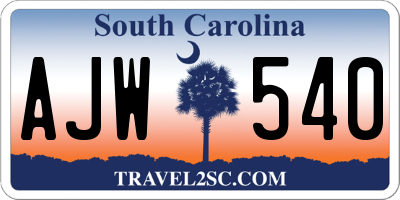 SC license plate AJW540