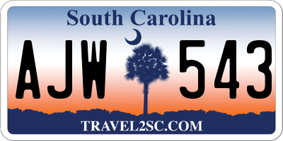 SC license plate AJW543