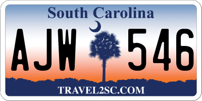 SC license plate AJW546