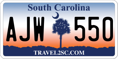 SC license plate AJW550
