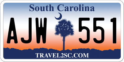 SC license plate AJW551